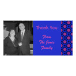 pink dots on blue photo card