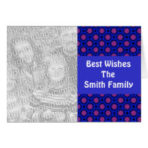 Pink Dots on blue photo frame Greeting Cards