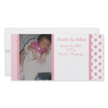 Pink Dots Photo Card Birth Announcement