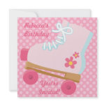 Pink Dots Rollerskate Birthday Party Invitation