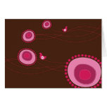 Pink Dotted Flowers and Happy Birds Card
