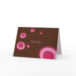 Pink Dotted Flowers and Happy Birds Wedding Card