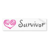Pink Double Spiral Heart Breast Cancer Survivor Bumper Stickers