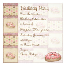 Pink Doughnut Design Birthday Invitation