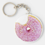 pink doughnut with a missing bite key-chain keychain