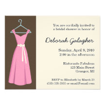Pink Dress Bridal Shower Invitations