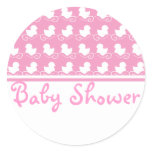 pink duck row baby shower seal sticker stickers