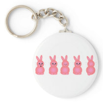 Pink Easter Bunnies Keychains