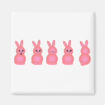 Pink Easter Bunnies Magnets