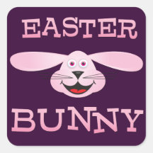 Pink Easter Bunny Square Stickers