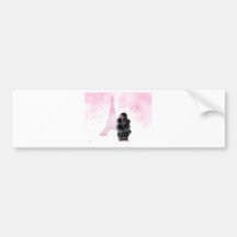 Pink Eiffel Tower and Black Poodle Bumper Stickers