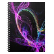 Pink Electric Fractal Spiral Notebooks