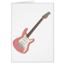 pink electric guitar greeting card