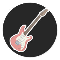 pink electric guitar round stickers