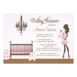 Pink elegant nursery baby girl shower invitation