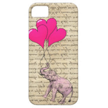 Pink elephant holding balloons iPhone 5 cases