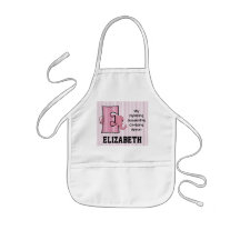 Pink Elephant Kid's Monogrammed "E" Apron