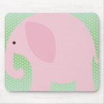 Pink Elephant on Mint Green Mouse Pads