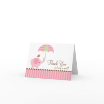 Pink Elephant Thank You Note Card