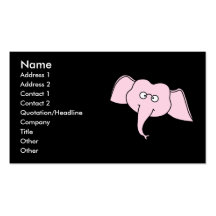 Pink Elephant with Glasses. Cartoon Business Card Templates