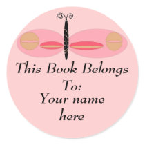 Pink Eyed Butterfly, Book Plates Stickers