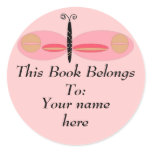 Pink Eyed Butterfly, Book Plates stickers