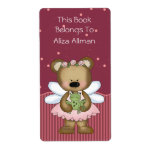 Pink Fairy Bear Bookplate Label