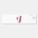 Pink Fairy Hearts and Stiletto Shoe Art Bumper Stickers