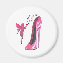 Pink Fairy Hearts and Stiletto Shoe Art Magnet