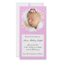 Pink Fancy Girl New Baby Photo Card