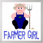 Pink Farmer Pig Blue Farmer Girl Posters