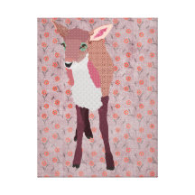 Pink Fawn Art Canvas Stretched Canvas Print