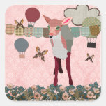 Pink Fawn Balloon Race Sticker