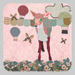 Pink Fawn Balloon Race Sticker stickers