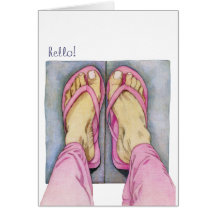 Pink Feet Hello Card
