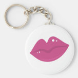 Pink female lipstick lips key chains