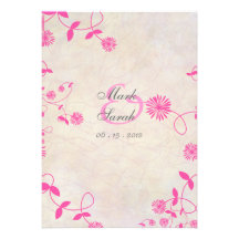 Pink Field Flowers II Vintage Pink Invitation