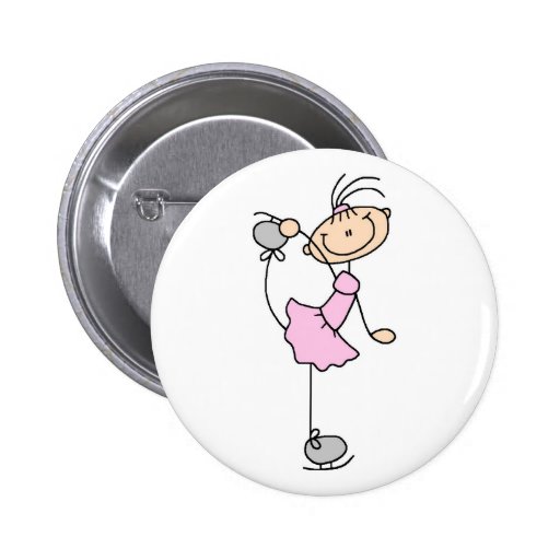 Pink Figure Skater Button