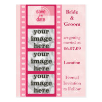 Pink Film Strip Save the Date Photo Postcards postcards