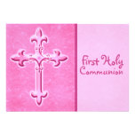 Pink First Holy Communion Invitation