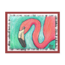Pink Flamingo - artsy postcard