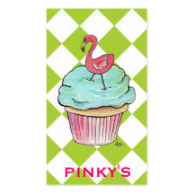 Pink Flamingo Cupcake Custom Business Card