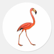Pink Flamingo Round Stickers