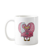 Pink Flamingo Wedding Couple Pair Watercolor Coffee Mug