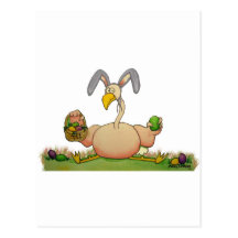 Pink Flamingo Whimsical Bird As Easter Bunny Post Cards