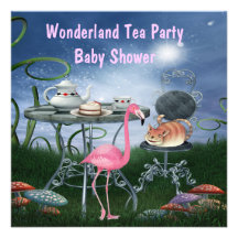 Pink Flamingo Wonderland Tea Party Baby Shower Personalized Invitation