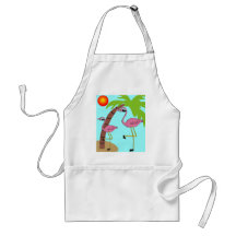 Pink Flamingos and Palm Tree Gifts Aprons