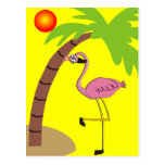 Pink Flamingos and Palm Tree Gifts Post Cards