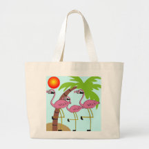 Pink Flamingos and Palm Tree Gifts Tote Bag