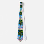 Pink Flamingos & Palm Tree Men's Tie